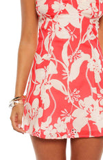 Chapman Red Floral Tie Back Mini Dress Image