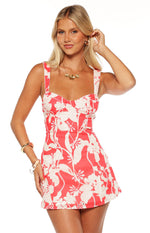 Chapman Red Floral Tie Back Mini Dress Image