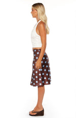 Charlize Brown and Blue Polka Dot Midi Skirt Image