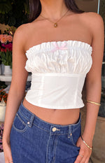 Cherise White Strapless Crop Top Image