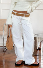 Clara Star White Denim Low Rise Jeans Image