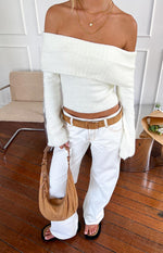 Clara Star White Denim Low Rise Jeans Image