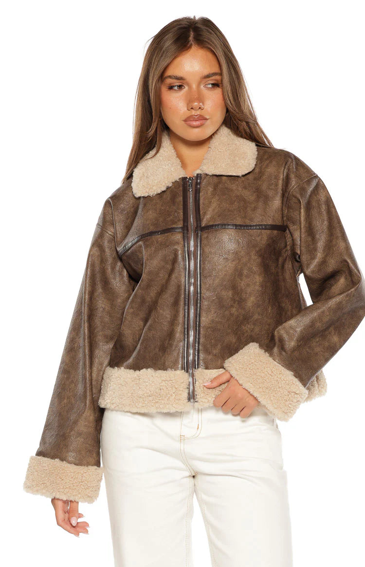 Cloud Brown Aviator Jacket Image