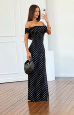 Cole Black Polka Mesh Maxi Dress Image