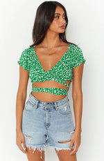 Colette Green Floral Crop Top Image