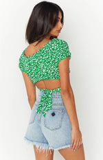 Colette Green Floral Crop Top Image