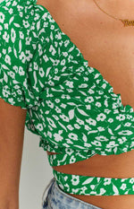 Colette Green Floral Crop Top Image