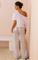 Cordelia White Sequin Wide Leg Pants Image