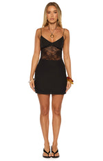 Cure Black Lace Detail Mini Dress Image