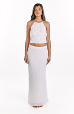 Daisie White Textured Halter Top Image