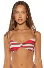 Dandy Pink Multi Stripe Underwire Bikini Top Image