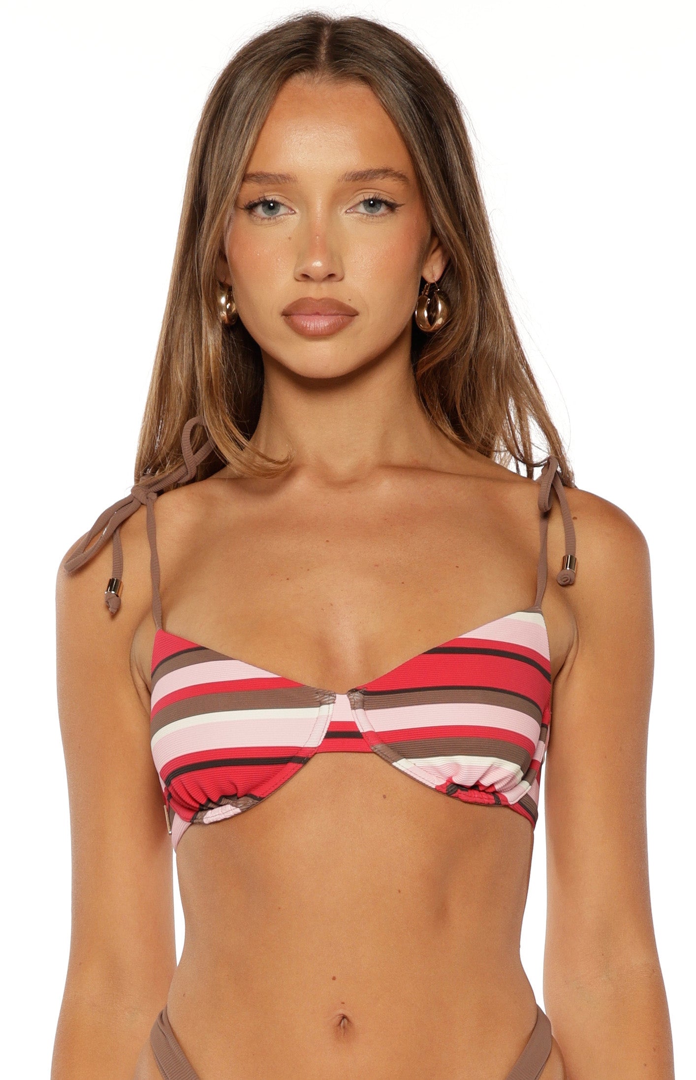 Dandy Pink Multi Stripe Underwire Bikini Top Image