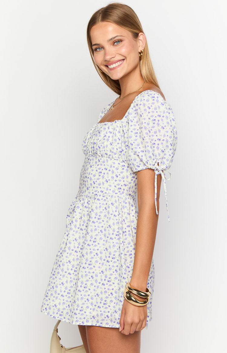Danyal Purple Floral Mini Dress Image