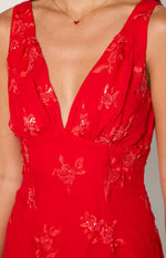 Daphne Red Floral Sequin Mini Dress Image