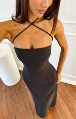 Del Mar Black Crepe Formal Maxi Dress Image