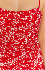 Delphine Red Floral Midi Dress Image