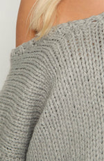 Delvey Grey Chunky Knit Sweater Image