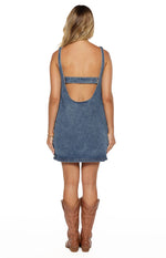 Demi Denim Pearl Detail Mini Dress Image