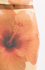 Denzel Yellow Floral Sequin Maxi Skirt Image