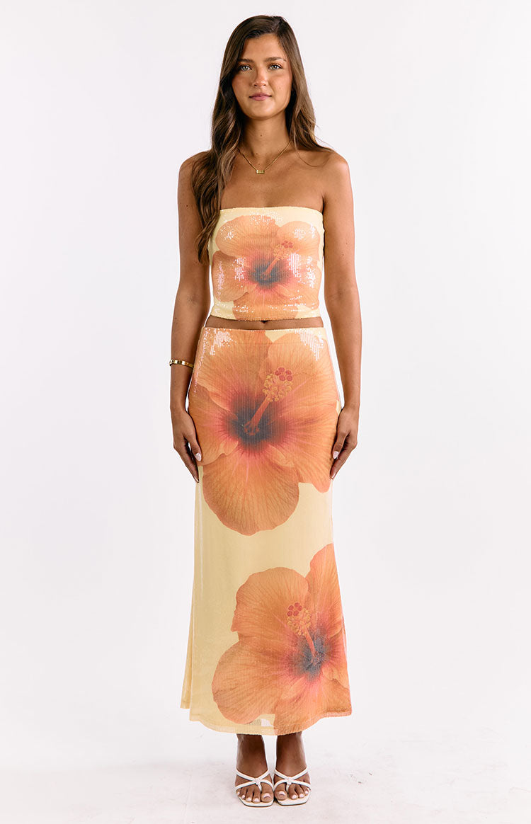 Denzel Yellow Floral Sequin Top Image