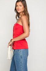 Dien Red Strapless Button Up Top Image