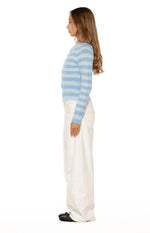 Dori Blue Zip Stripe Knit Sweater Image
