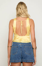Ivory Petal Yellow Satin Top Image