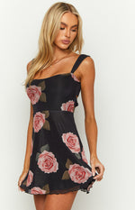 Eleanora Black Floral Mini Dress Image
