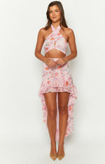 Elijah Pink Floral Maxi Skirt Image