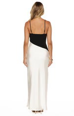 Elise Black Satin Cowl Front Formal Maxi Dress Image