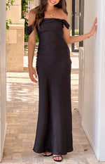 Ella Black Off Shoulder Formal Maxi Dress Image