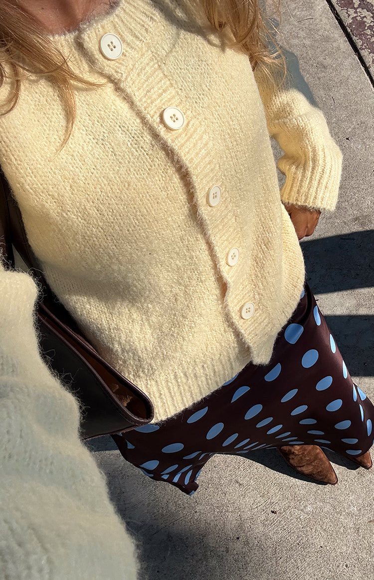 Ellia Butter Yellow Button Down Cardigan Image
