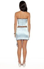 Elvi Blue Satin Corset Top Image