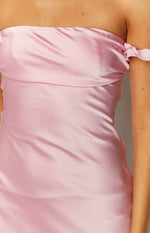Elvira Pink Satin Formal Maxi Dress Image