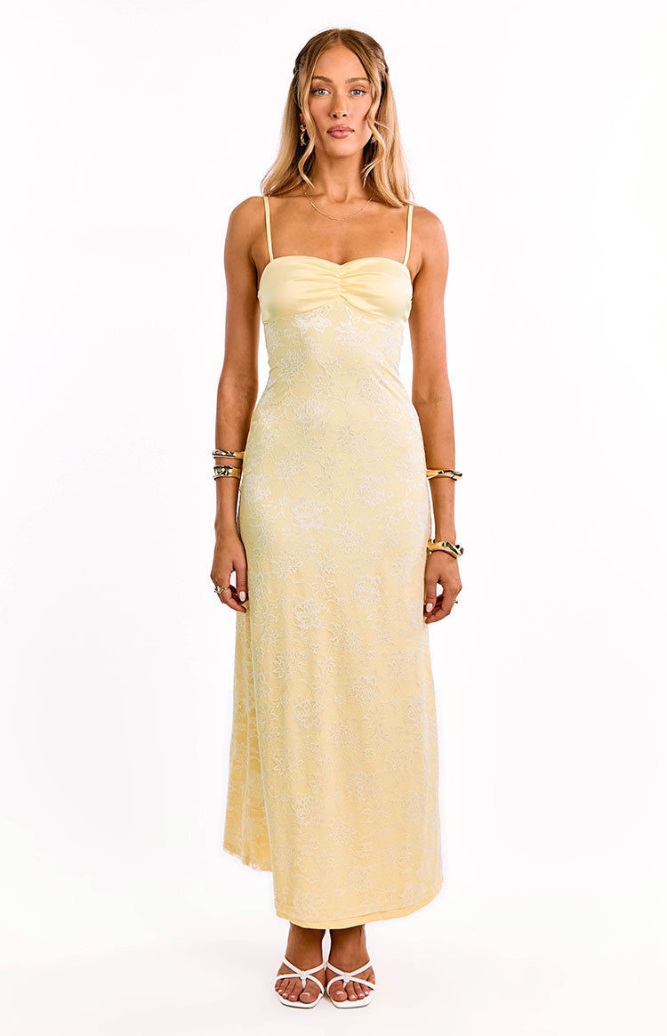 Ely Yellow Lace Maxi Formal Dress Image