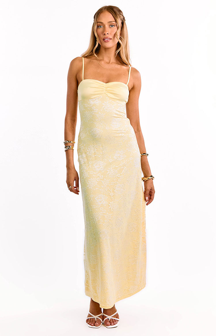 Ely Yellow Lace Maxi Formal Dress Image