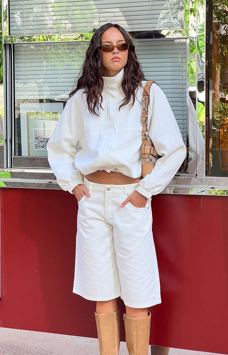 Enya Cream Funnel Neck Sports Jacket - PRE ORDER Image
