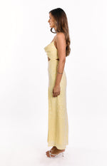 Fallon Yellow Sequin Cut Out Formal Maxi Dress Image