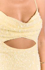 Fallon Yellow Sequin Cut Out Formal Maxi Dress Image