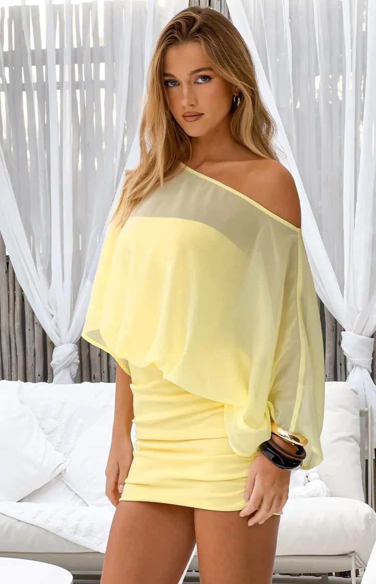 Felix Yellow Off Shoulder Mini Dress Image