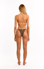 Florida Brown Polka Dot Triangle Bikini Top Image