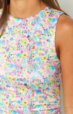 Fortunate Painted Floral Pink Mini Dress Image