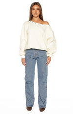 Fran Eyelet Mid Wash Pocket Jeans Image