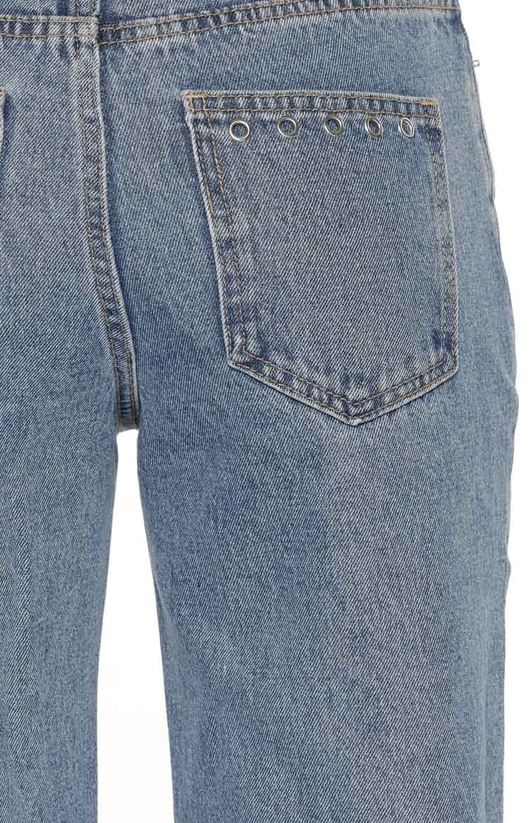 Fran Eyelet Mid Wash Pocket Jeans Image