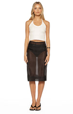 Francesca Black Organza Sheer Midi Skirt Two Piece Set Image