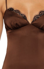 Freilla Brown Satin Midi Dress Image