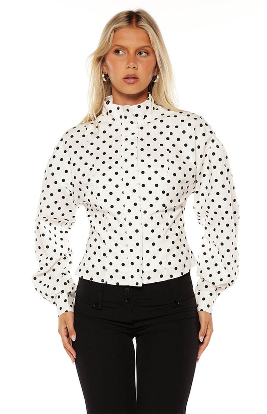 Front Page White Polka Dot Jacket