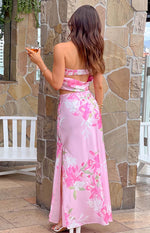 Genevieve Pink Floral Print Maxi Skirt Image