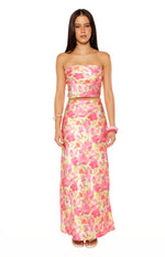 Genevieve Yellow Floral Pop Print Maxi Skirt Image