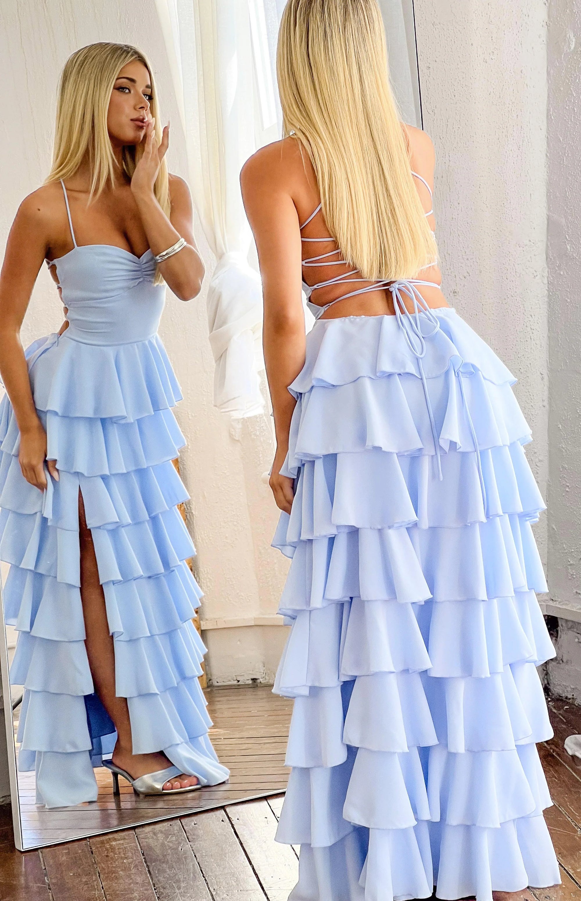 Georgie Blue Ruffle Maxi Dress Image